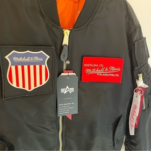 NWT Mitchell & Ness X Alpha Industries MA-1 Flex Bomber Jacket - Picture 2 of 8